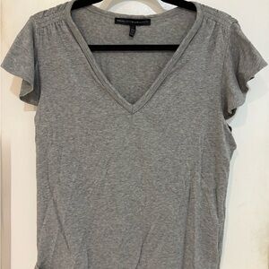 White House Black Market Gray V-Neck Tee